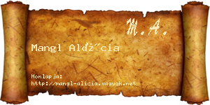 Mangl Alícia névjegykártya